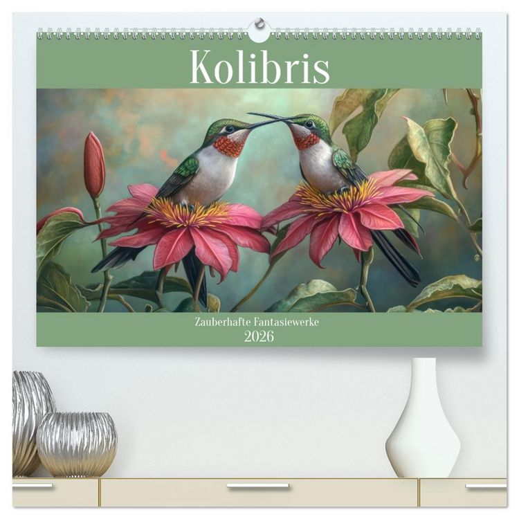 Produktbild: Kolibris - Zauberhafte Fantasiewerke (hochwertiger Premium Wandkalender 2026 DIN A2 quer), Kunstdruck in Hochglanz
