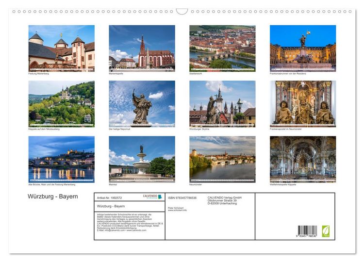 Produktbild: W&uuml;rzburg - Bayern (Wandkalender 2026 DIN A2 quer), CALVENDO Monatskalender