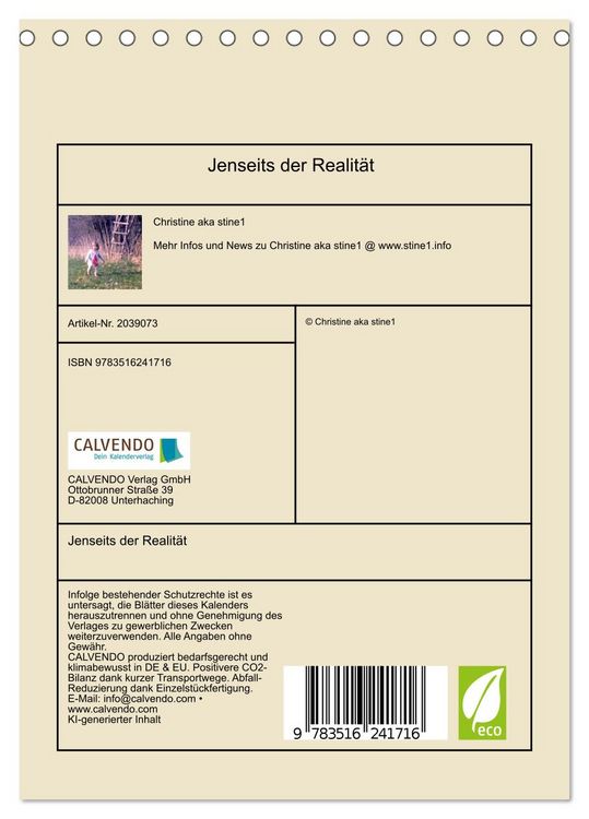 Produktbild: Jenseits der Realit&auml;t (Tischkalender 2026 DIN A5 hoch), CALVENDO Monatskalender