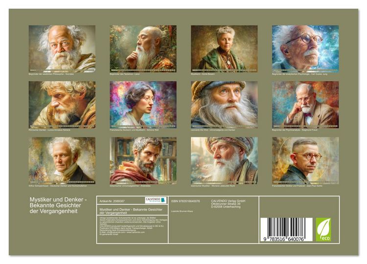 Produktbild: Mystiker und Denker - Bekannte Gesichter der Vergangenheit (Wandkalender 2026 DIN A4 quer), CALVENDO Monatskalender