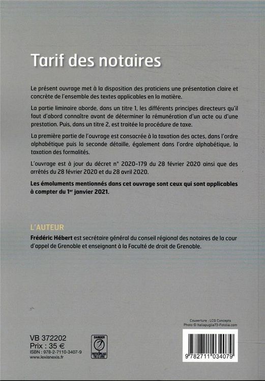 Produktbild: Tarif des notaires