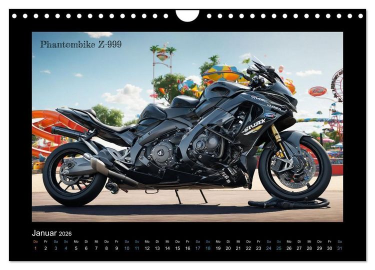 Produktbild: Verr&uuml;ckte 2-Rad Fantasien einer KI (Wandkalender 2026 DIN A4 quer), CALVENDO Monatskalender