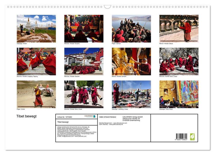Produktbild: Tibet bewegt (Wandkalender 2026 DIN A2 quer), CALVENDO Monatskalender