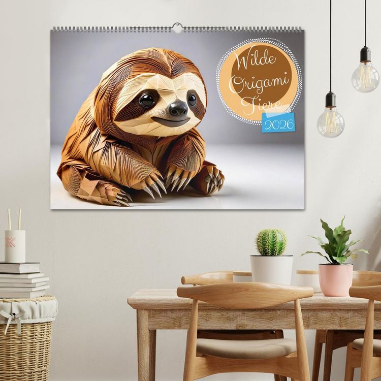 Produktbild: Wilde Origami Tiere (Wandkalender 2026 DIN A2 quer), CALVENDO Monatskalender