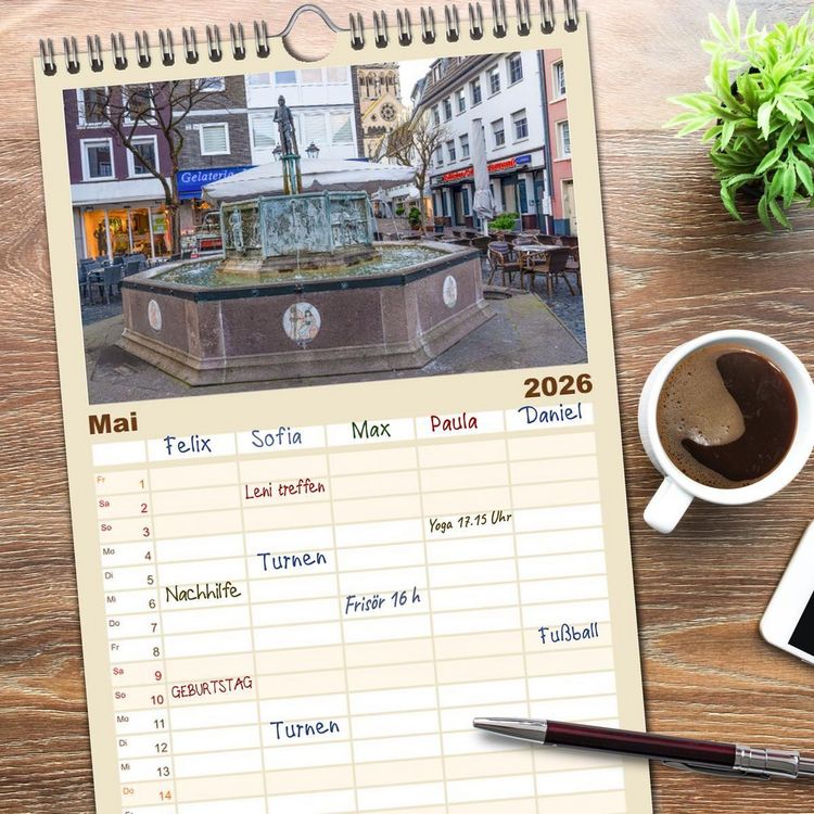 Produktbild: Familienplaner 2026 - Neuss Impressionen mit 5 Spalten (Wandkalender, 21 x 45 cm) CALVENDO