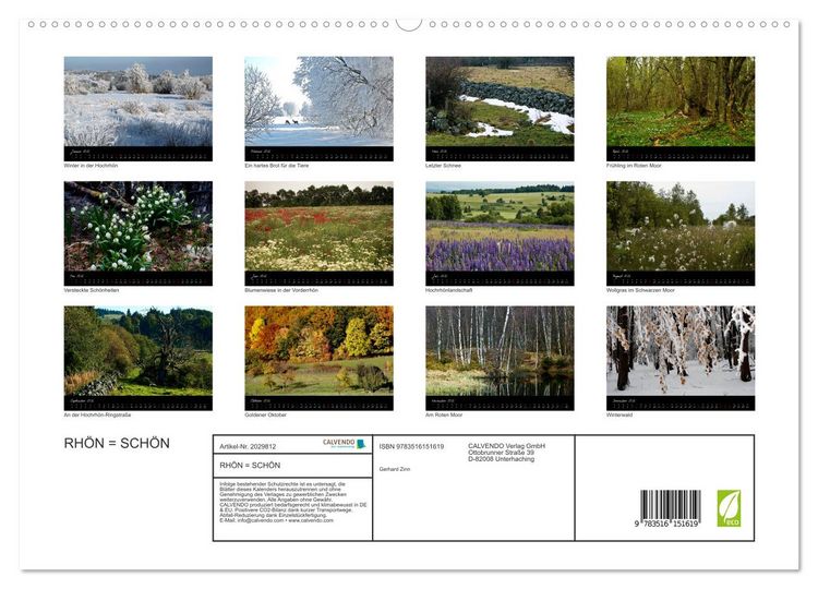 Produktbild: RH&Ouml;N = SCH&Ouml;N (hochwertiger Premium Wandkalender 2026 DIN A2 quer), Kunstdruck in Hochglanz