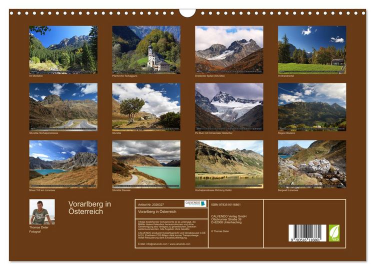 Produktbild: Vorarlberg in &Ouml;sterreich (Wandkalender 2026 DIN A3 quer), CALVENDO Monatskalender