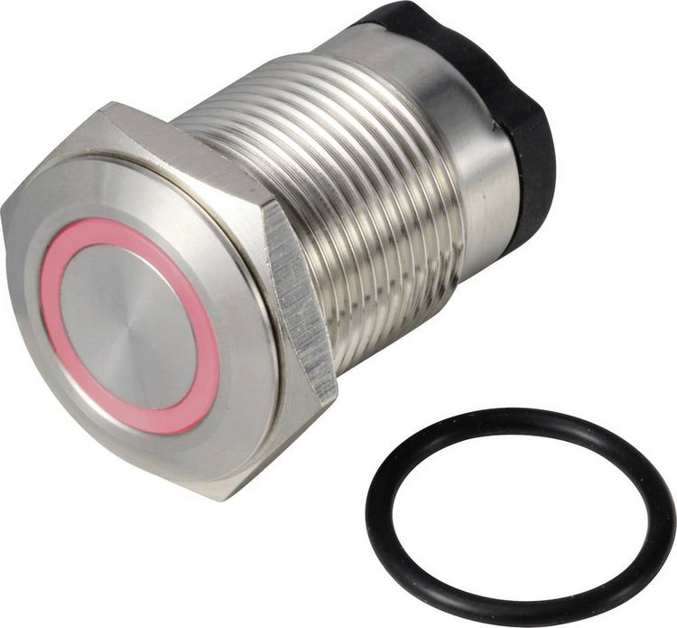 Produktbild: TRU COMPONENTS TC-13224164 ONPOW6316F-10ZE/Q/R/12V/S Drucktaster 36 V DC/AC 2 A 1 x Aus/(Ein) rastend Rot IP65 1 St.