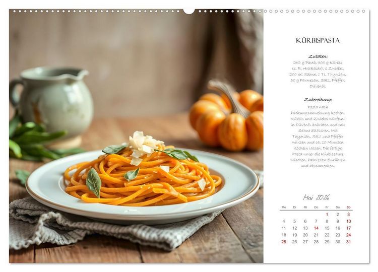 Produktbild: K&uuml;rbiszeit - Ein Jahr voller Rezepte und Inspirationen (Wandkalender 2026 DIN A2 quer), CALVENDO Monatskalender