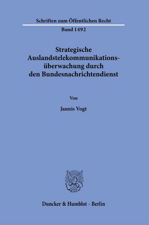 Produktbild: Strategische Auslandstelekommunikations&uuml;berwachung durch den Bundesnachrichtendienst.