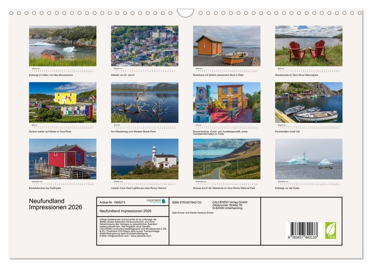 Produktbild: Neufundland Impressionen 2026 (Wandkalender 2026 DIN A3 quer), CALVENDO Monatskalender