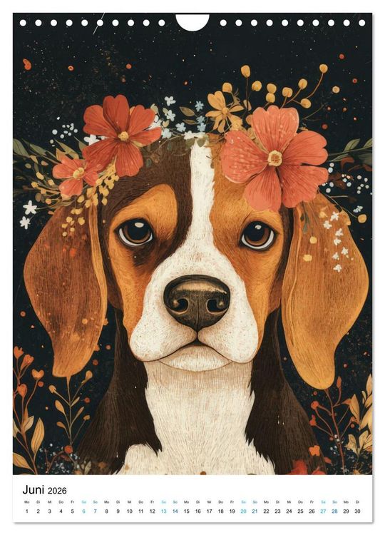 Produktbild: Beagle im Blumenmeer (Wandkalender 2026 DIN A4 hoch), CALVENDO Monatskalender