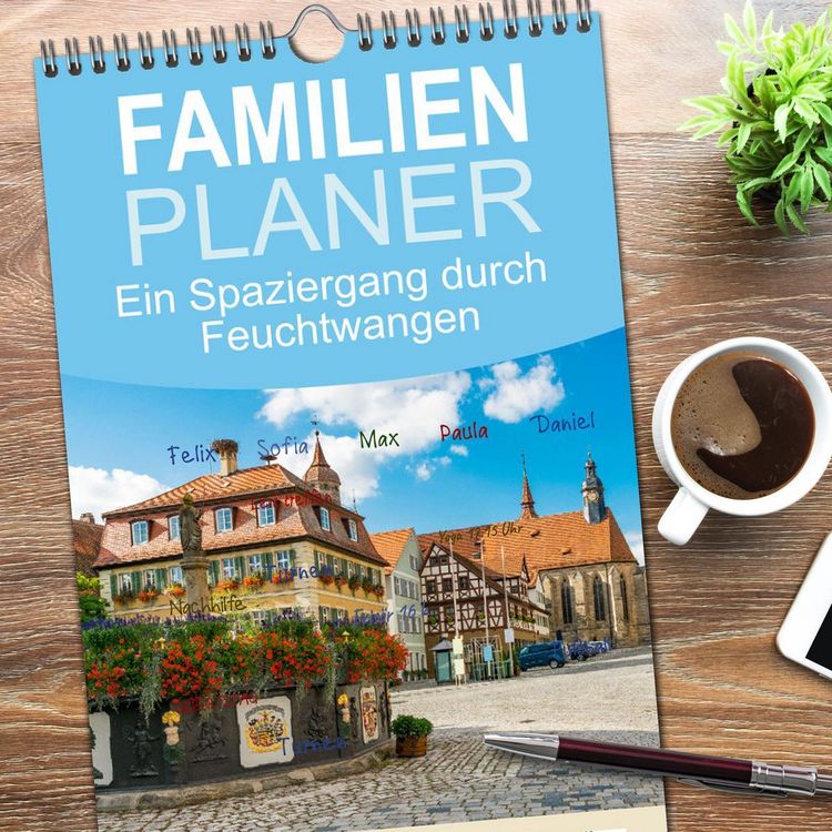 Produktbild: Familienplaner 2026 - Ein Spaziergang durch Feuchtwangen mit 5 Spalten (Wandkalender, 21 x 45 cm) CALVENDO