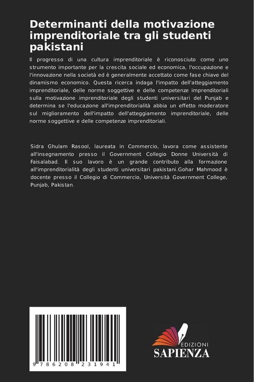 Produktbild: Determinanti della motivazione imprenditoriale tra gli studenti pakistani