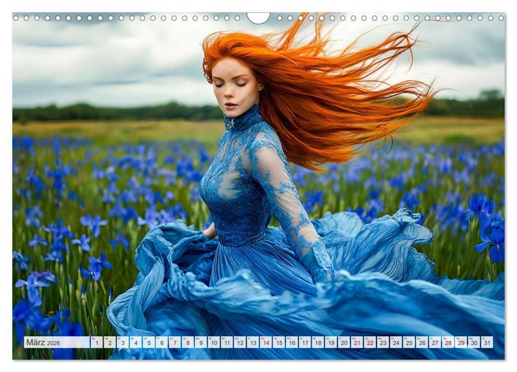 Produktbild: Bl&uuml;tenzauber im Feld - Frauen in farbenpr&auml;chtiger Landschaften (Wandkalender 2026 DIN A3 quer), CALVENDO Monatskalender