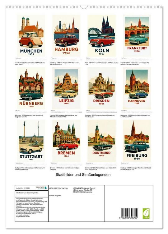Produktbild: Stadtbilder und Stra&szlig;enlegenden (hochwertiger Premium Wandkalender 2027 DIN A2 hoch), Kunstdruck in Hochglanz