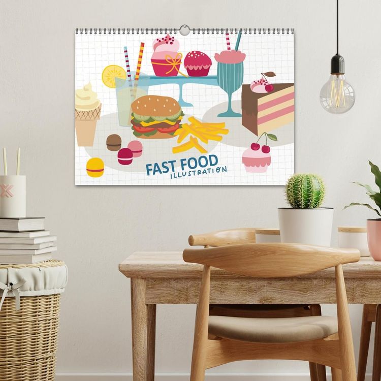 Produktbild: Fast Food Illustration (Wandkalender 2027 DIN A3 quer), CALVENDO Monatskalender