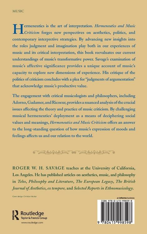Produktbild: Hermeneutics and Music Criticism