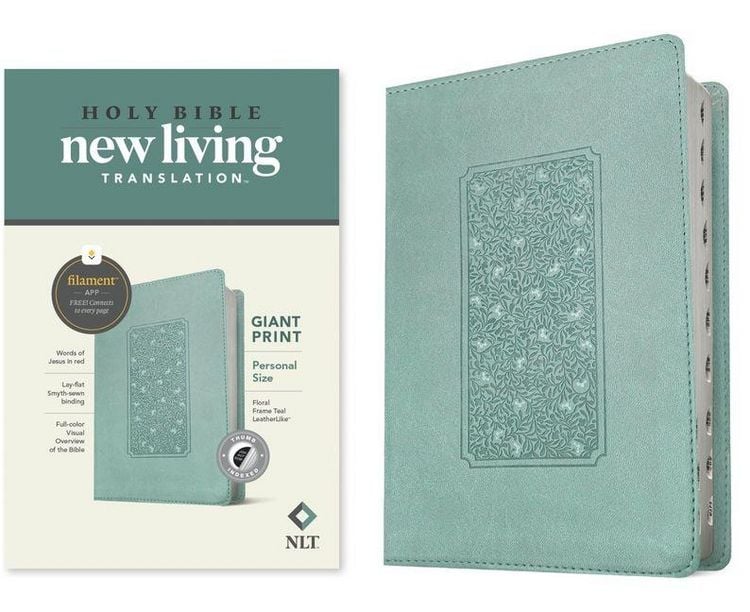 Produktbild: NLT Personal Size Giant Print Bible, Filament Enabled Edition (Red Letter, Leatherlike, Floral Frame Teal, Indexed)