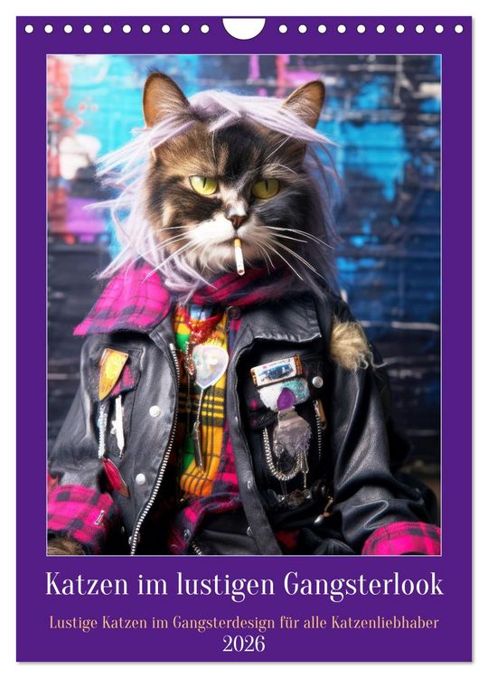 Produktbild: Katzen im lustigen Gangsterlook (Wandkalender 2026 DIN A4 hoch), CALVENDO Monatskalender