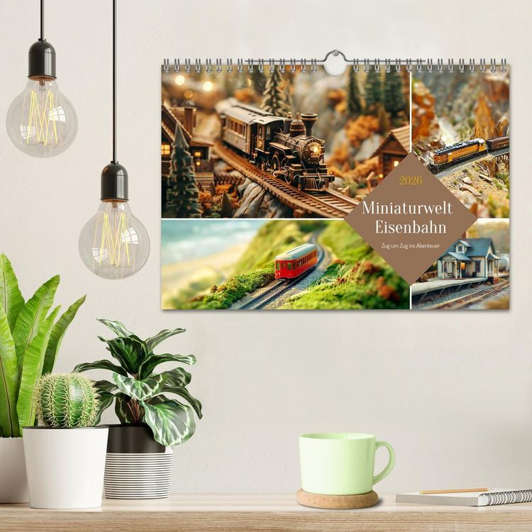 Produktbild: Miniaturwelt Eisenbahn - Zug um Zug ins Abenteuer (Wandkalender 2026 DIN A4 quer), CALVENDO Monatskalender