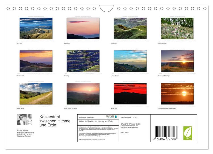 Produktbild: Kaiserstuhl zwischen Himmel und Erde (Wandkalender 2026 DIN A4 quer), CALVENDO Monatskalender