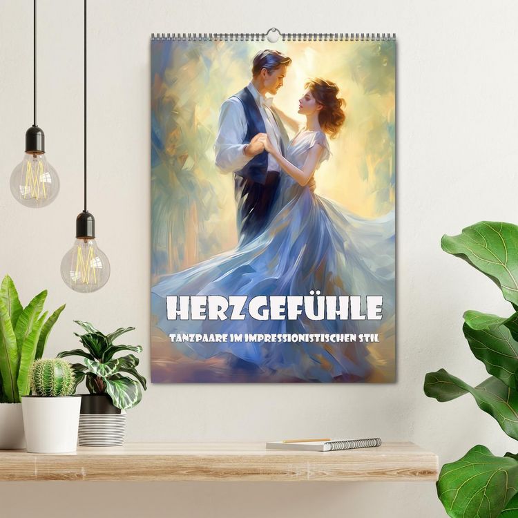 Produktbild: Herzgef&uuml;hle &ndash; Tanzpaare im impressionistischen Stil (Wandkalender 2026 DIN A2 hoch), CALVENDO Monatskalender