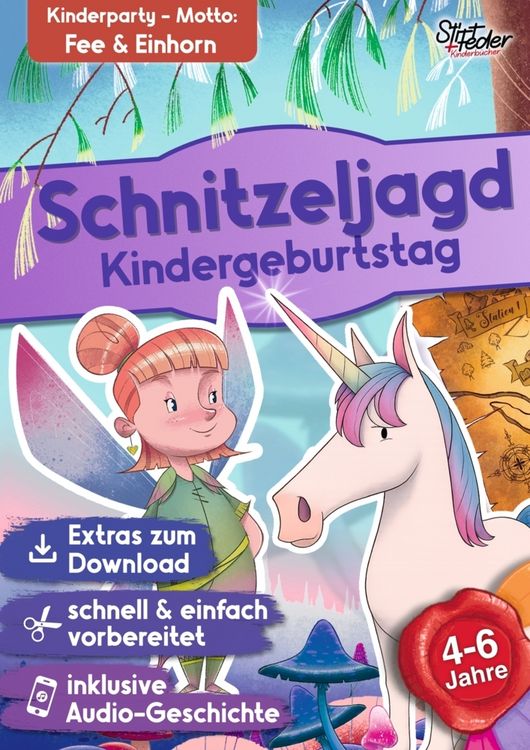 Produktbild: Schnitzeljagd Kindergeburtstag mit Audio-Geschichte "Fee Flora und das verzauberte Einhorn" f&uuml;r Kinder von 4-6 Jahren