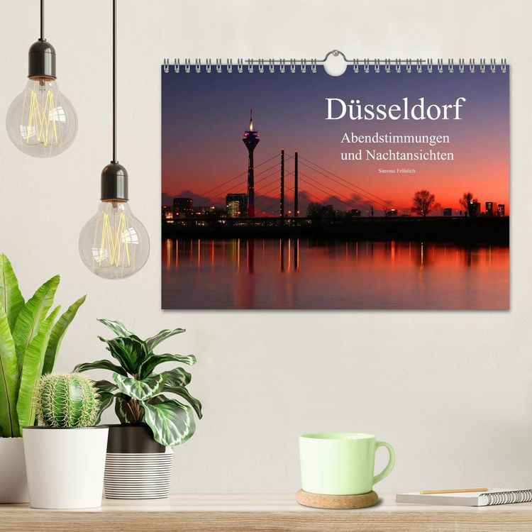Produktbild: D&uuml;sseldorf Abendstimmungen und Nachtansichten (Wandkalender 2026 DIN A4 quer), CALVENDO Monatskalender