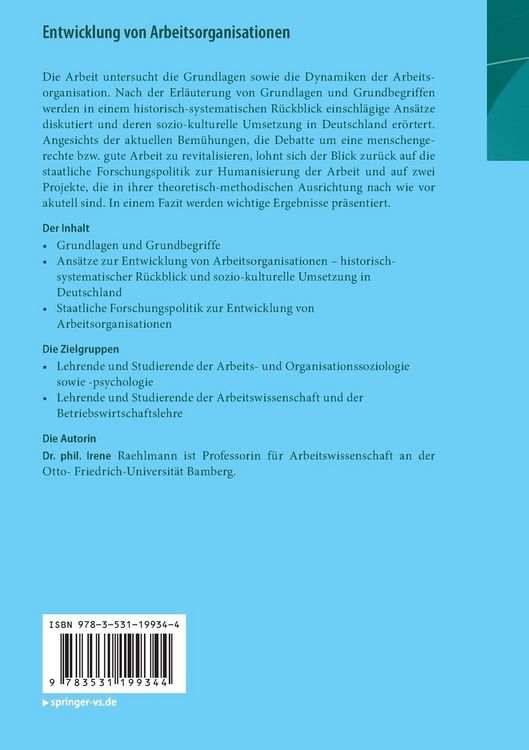 Produktbild: Entwicklung von Arbeitsorganisationen