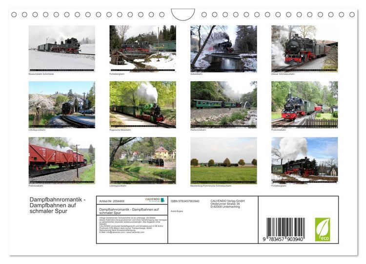 Produktbild: Dampfbahnromantik - Dampfbahnen auf schmaler Spur (Wandkalender 2026 DIN A4 quer), CALVENDO Monatskalender