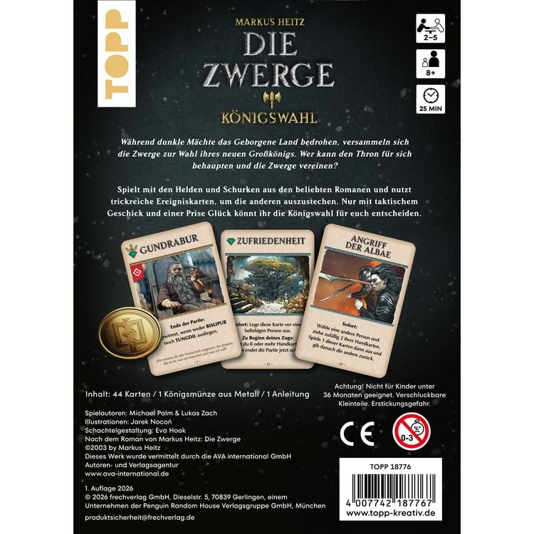 Produktbild: Die Zwerge &ndash; K&ouml;nigswahl. Das offizielle Kartenspiel zur Fantasy-Saga von Markus Heitz
