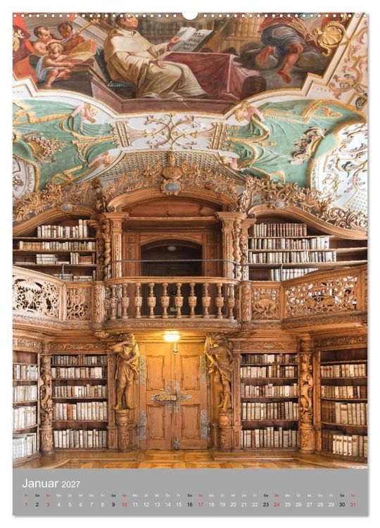 Produktbild: Waldsassen Stiftsbibliothek (hochwertiger Premium Wandkalender 2027 DIN A2 hoch), Kunstdruck in Hochglanz