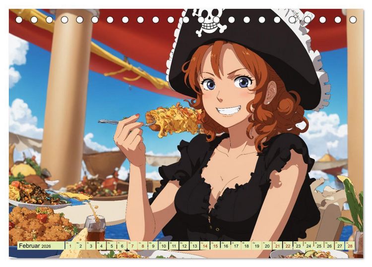 Produktbild: Anime Piraten - Waifu Edition (Tischkalender 2026 DIN A5 quer), CALVENDO Monatskalender