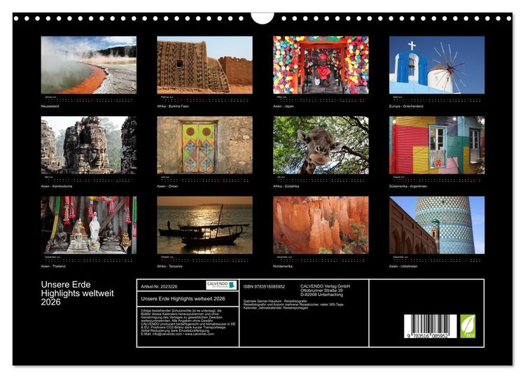 Produktbild: Unsere Erde Highlights weltweit 2026 (Wandkalender 2026 DIN A3 quer), CALVENDO Monatskalender