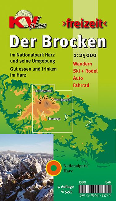 Produktbild: Brocken im Nationalpark Hochharz, KVplan, Wanderkarte/Radkarte/Wintersport, 1:25.000