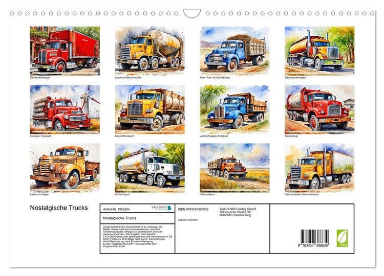 Produktbild: Nostalgische Trucks (Wandkalender 2026 DIN A3 quer), CALVENDO Monatskalender