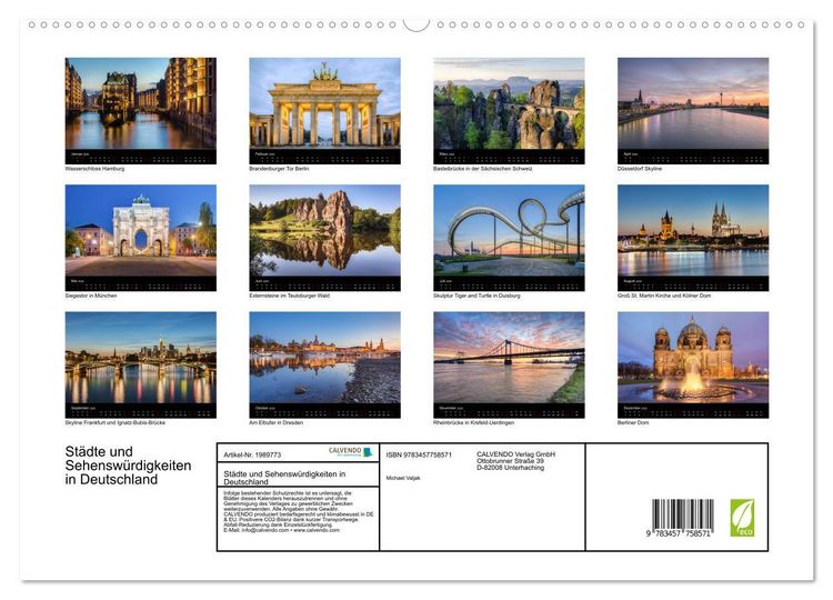 Produktbild: St&auml;dte und Sehensw&uuml;rdigkeiten in Deutschland (hochwertiger Premium Wandkalender 2026 DIN A2 quer), Kunstdruck in Hochglanz