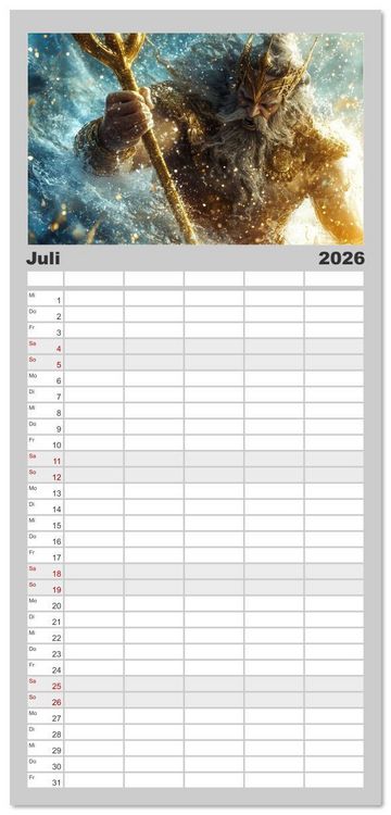 Produktbild: Familienplaner 2026 - G&ouml;tterfunken mit 5 Spalten (Wandkalender, 21 x 45 cm) CALVENDO
