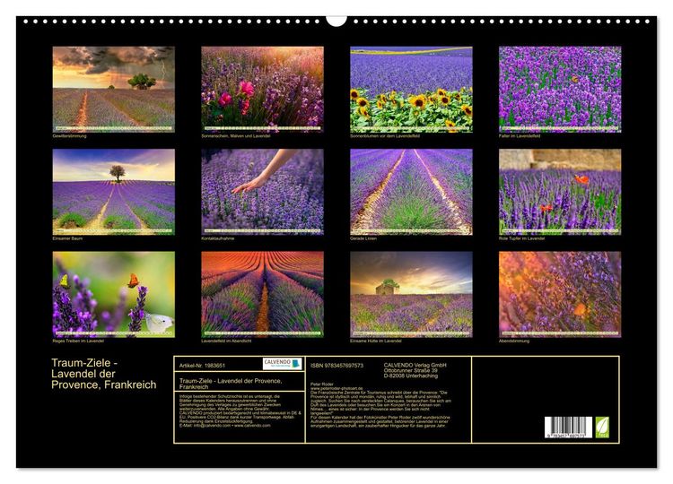 Produktbild: Traum-Ziele - Lavendel der Provence, Frankreich (Wandkalender 2026 DIN A2 quer), CALVENDO Monatskalender