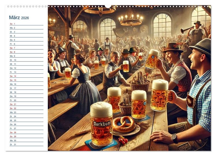 Produktbild: Boarisch durchs Jahr - Feste Br&auml;uche und Lebenslust (hochwertiger Premium Wandkalender 2026 DIN A2 quer), Kunstdruck in Hochglanz