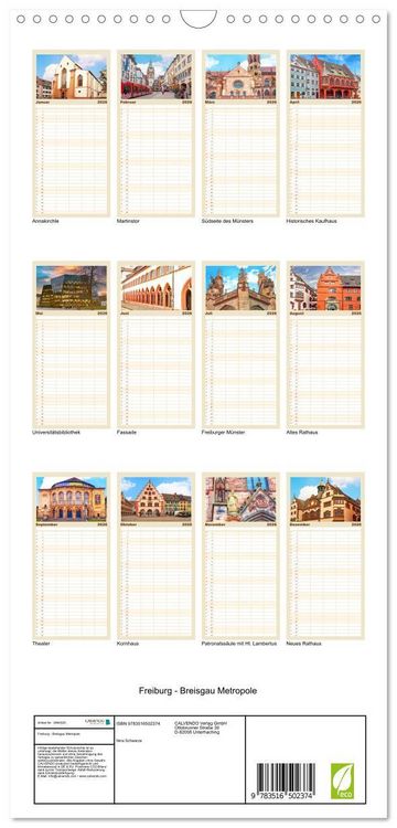 Produktbild: Familienplaner 2026 - Freiburg - Breisgau Metropole mit 5 Spalten (Wandkalender, 21 x 45 cm) CALVENDO