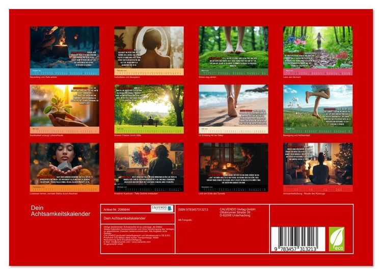 Produktbild: Dein Achtsamkeitskalender (Wandkalender 2026 DIN A4 quer), CALVENDO Monatskalender