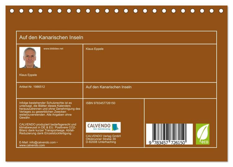 Produktbild: Auf den Kanarischen Inseln (Tischkalender 2026 DIN A5 quer), CALVENDO Monatskalender