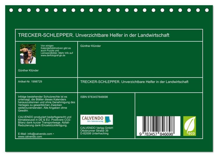 Produktbild: TRECKER-SCHLEPPER. Unverzichtbare Helfer in der Landwirtschaft (Tischkalender 2026 DIN A5 quer), CALVENDO Monatskalender