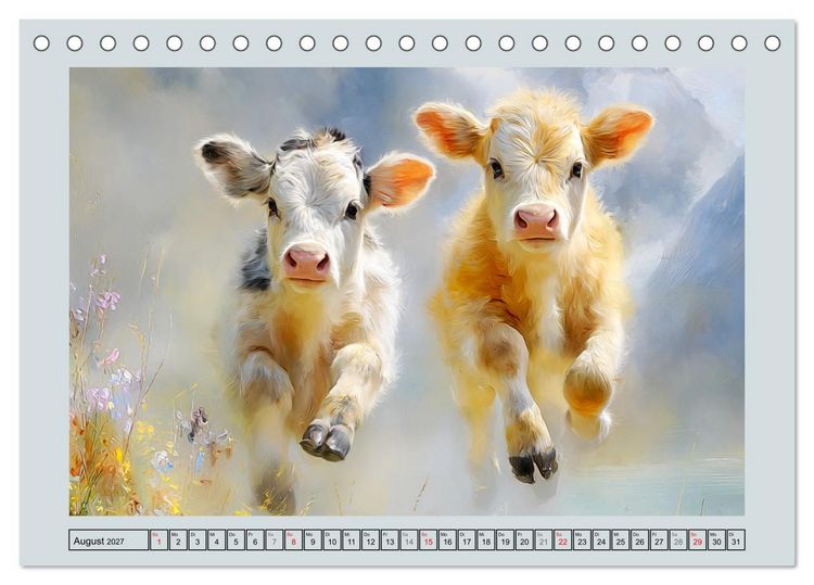 Produktbild: K&uuml;he und K&auml;lber. L&auml;ndliche Idylle (Tischkalender 2027 DIN A5 quer), CALVENDO Monatskalender