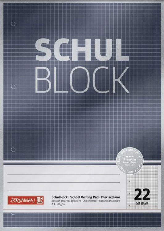 Produktbild: Brunnen Schulblock A4 Lin22 50Bl Premium