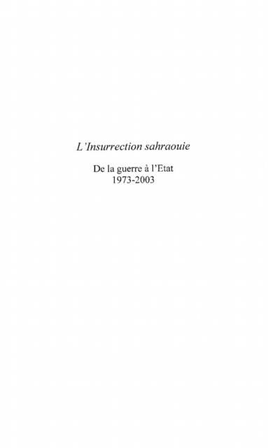 Produktbild: L'insurrection Sahraouie