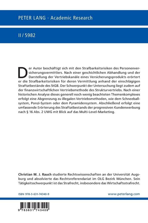 Produktbild: Die Strafbarkeit des Personenversicherungsvermittlers unter besonderer Ber&uuml;cksichtigung des Strukturvertriebs
