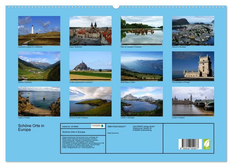 Produktbild: Sch&ouml;ne Orte in Europa (hochwertiger Premium Wandkalender 2026 DIN A2 quer), Kunstdruck in Hochglanz